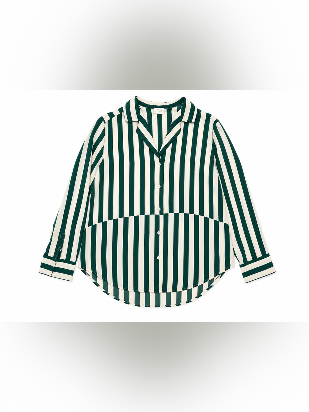 AYR Green and Cream Vertical Stripe Blouse